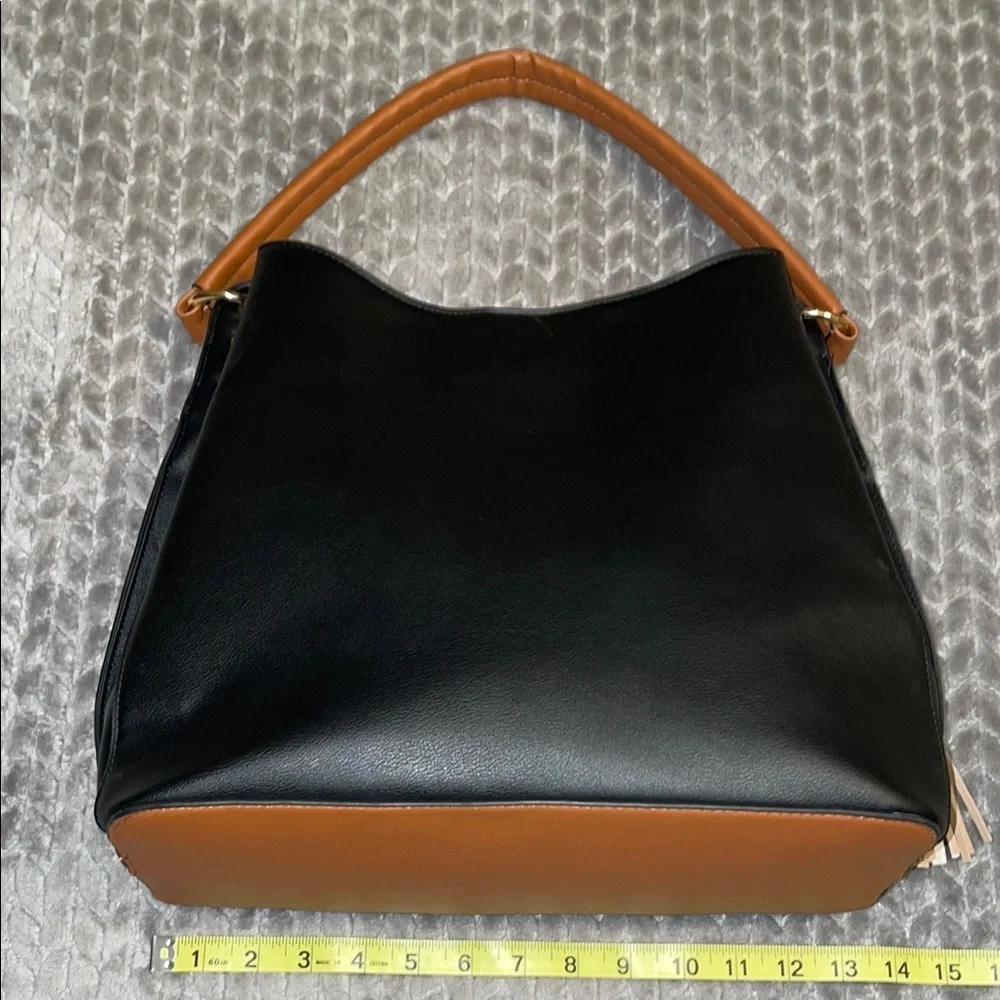 Anthropologie Dolce Vita‎ Vegan/Faux Leather Elegant Black and Tan Handbag.